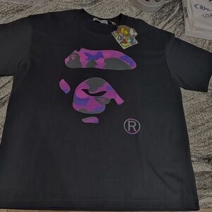 Bape Black Tee with Purple Camo Logo good quality (real)